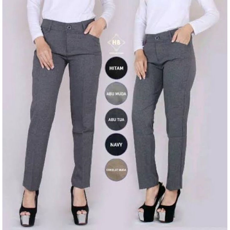 CELANA KANTOR FORMAL KERJA WANITA SLIMFIT BAHAN DASAR KAIN