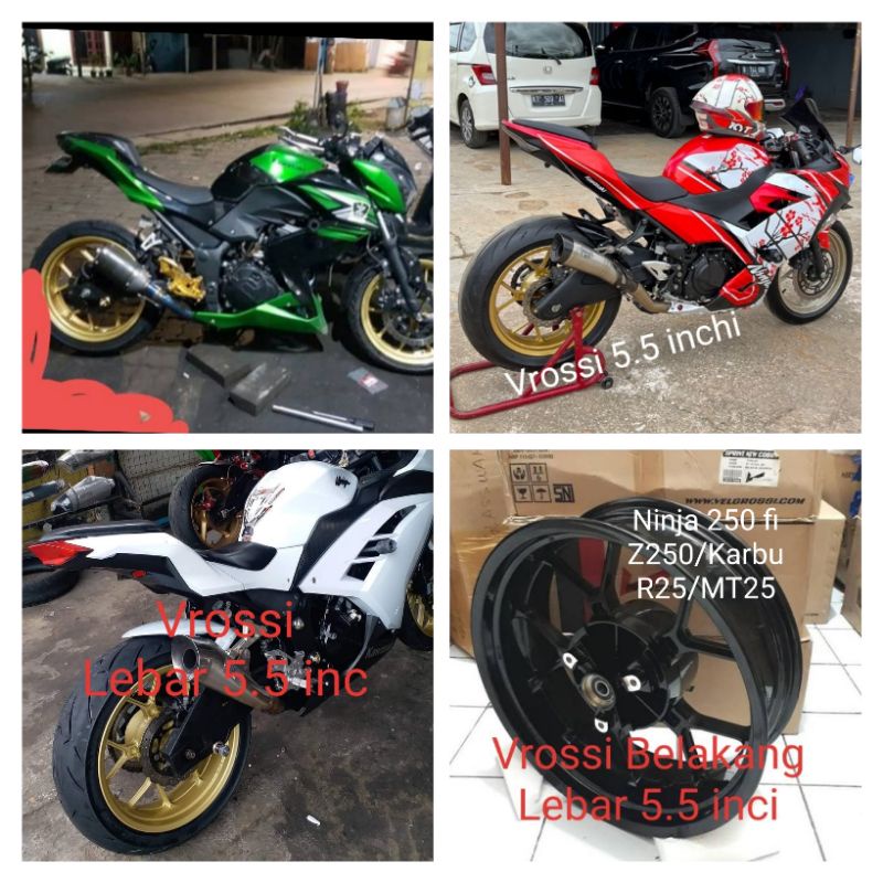 Velg V Rossi Belakang Ninja 250 fi New Old Karbu Z250 R25 MT25 Pelek Vrossi lebar 5.5 inchi