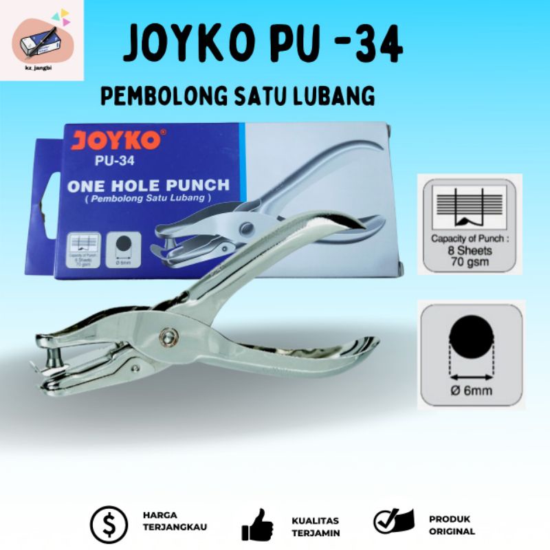 Jual Pervorator Pembolong Pelubang Kertas Joyko Pu 34 One Hole Punch