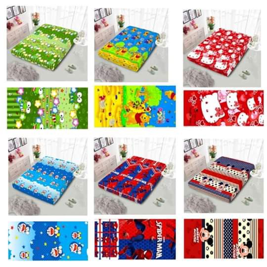 sarung kasur busa resleting murah motif karakter anak cowok cewek dan motif bunga/abstrak