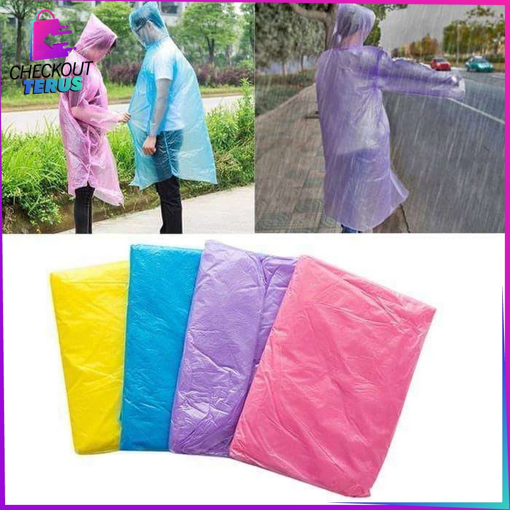 CT C174 Jas Hujan Plastik Kresek Jas Hujan Pakai Disposable Raincoat Mantel Hujan Kantong Kresek Mantel Hujan Murah Jas Hujan Plastik