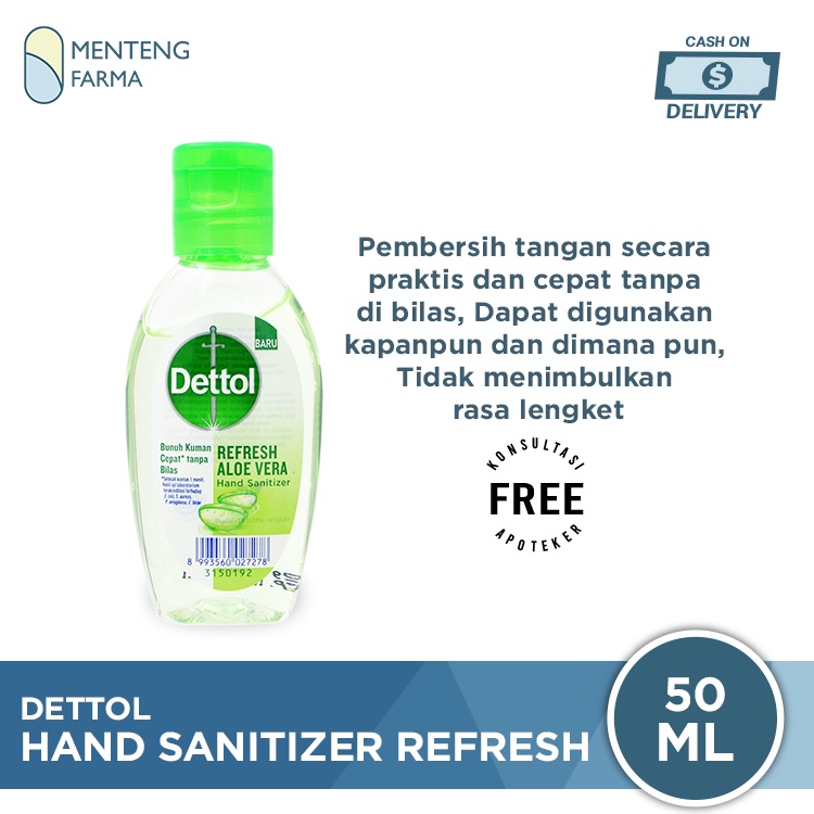 Dettol Hand Sanitizer Refresh 50 mL - Pembersih Tangan Tanpa Bilas