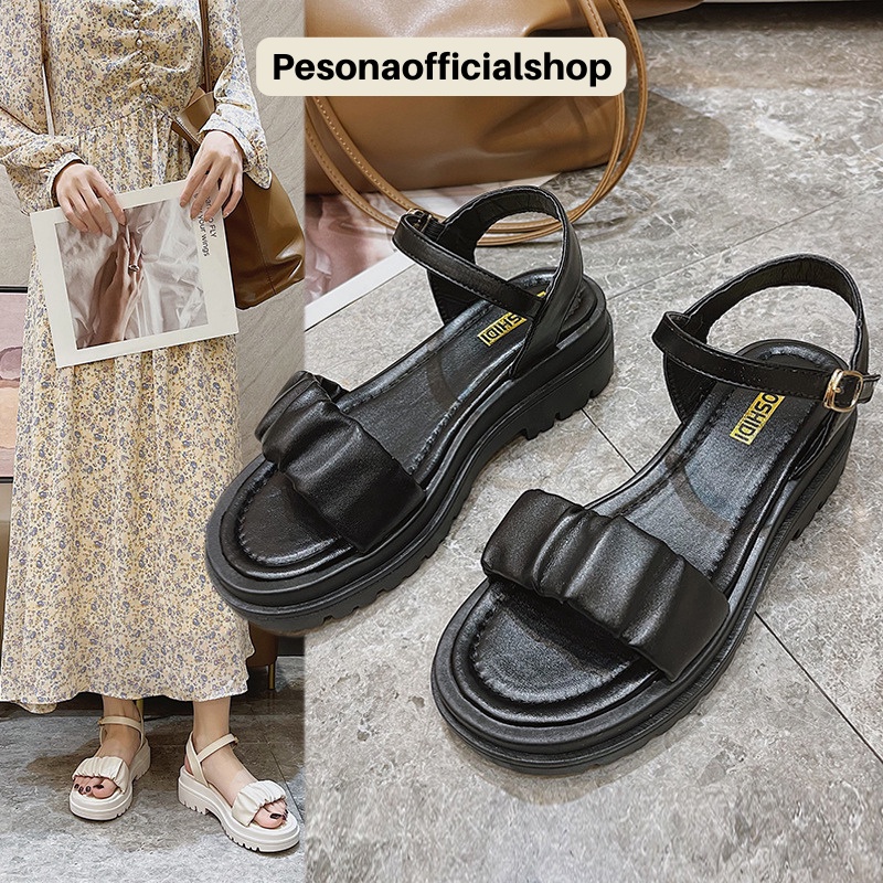 COD POS LX2 Sepatu Sandal Wanita Tali  Wedges Korean Style Elegant Sandal