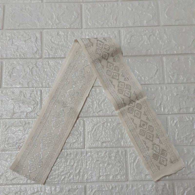SELENDANG/OBI SONGKET BALI-Putih silver