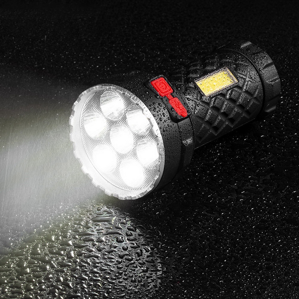 Lampu Senter 7 LED Portable Anti Air Bisa Diredupkan USB Rechargeable Untuk Outdoor / Camping / Hiking