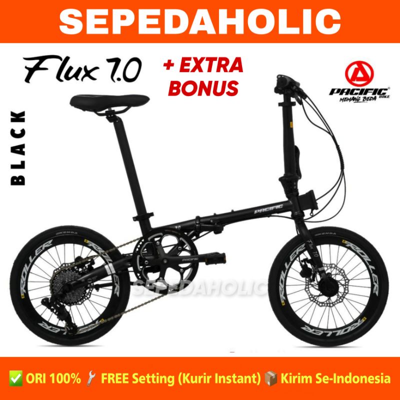 Sepeda Lipat 16 Inch PACIFIC FLUX 7.0 10 Speed Rem Hidrolik Garansi Resmi 5 Tahun