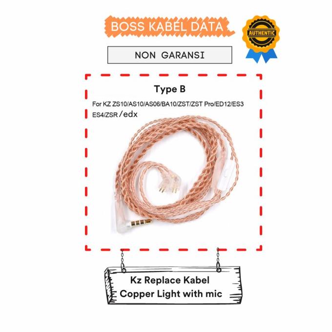 langsung order saja] Kz Replacement Kabel Pengganti Type B with Mic Original
