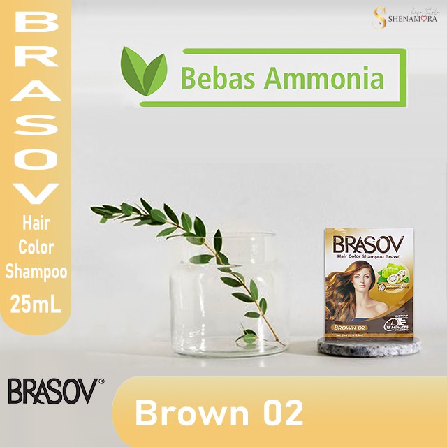 Brasov Hair Color Shampoo | Pewarna dan Penutup Uban pada Rambut 25 mL