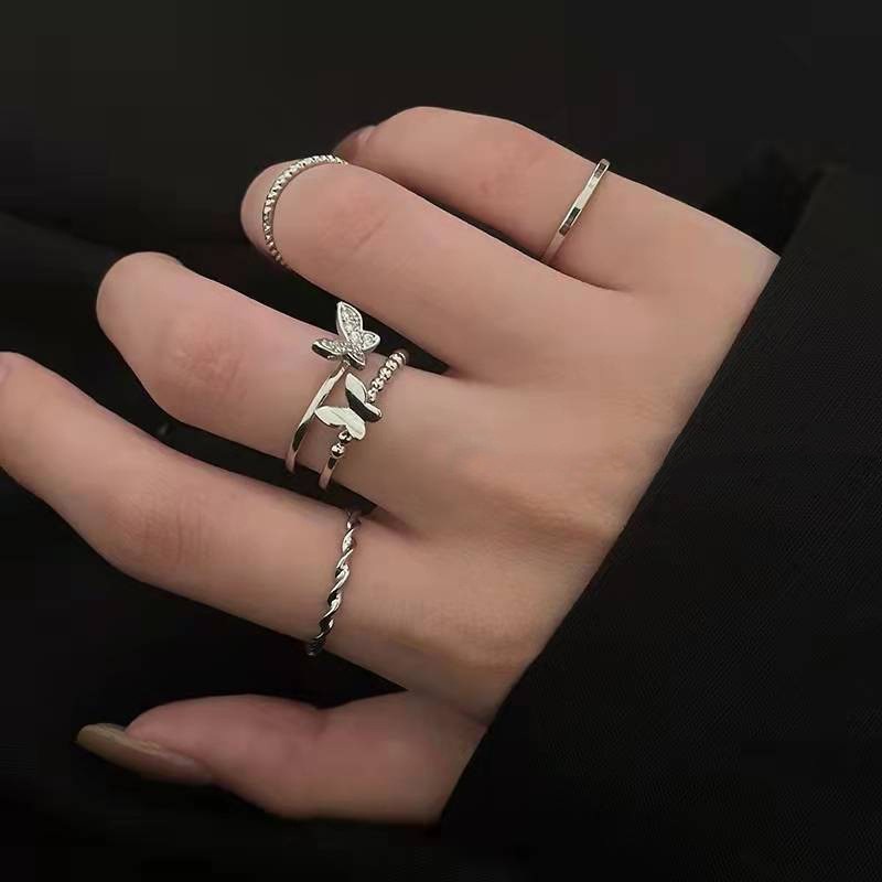 Butterfly Set Cincin Desain Kupu-Kupu Gaya Simple