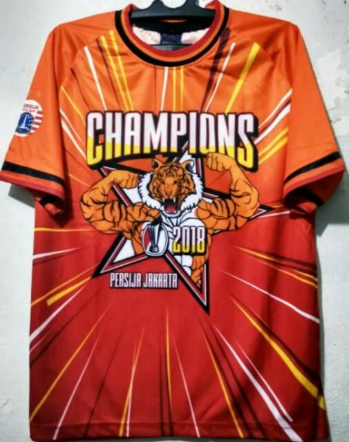 Jersey Champions Liga 1 Gojek 2018 Persija Juara Orange Printing Terbaru