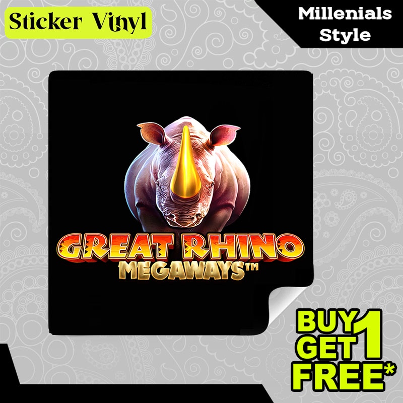 

Stiker Sticker Great Rhino Megaways Pragmatic Play Game Slot Aesthetic Bahan Vinyl Satuan Anti Air