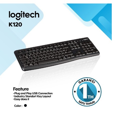 Logitech Keyboard K120 Comfortable Quiet Typing USB