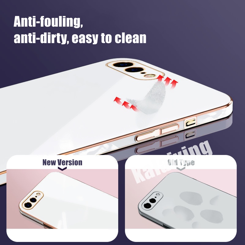 Casing Softcase iPhone 7Plus 8 + 6 6s + 7 + 8 + 11 11Pro 11promax Mewah Aksen Garis Emas