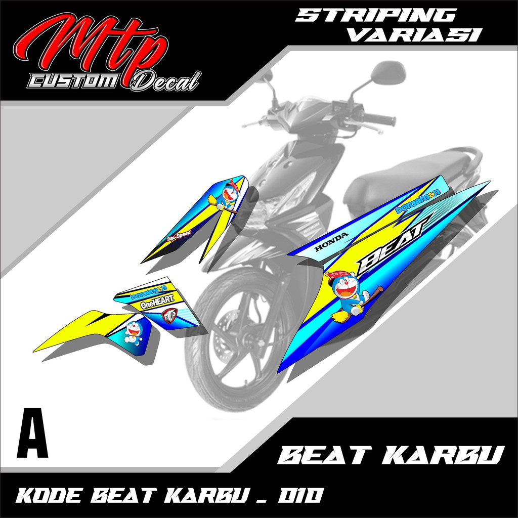 Striping Beat Karbu-Stiker Setriping Beat Karbu 2008-2012-Variasi Lis motor Motif Doraemon Mtp 010