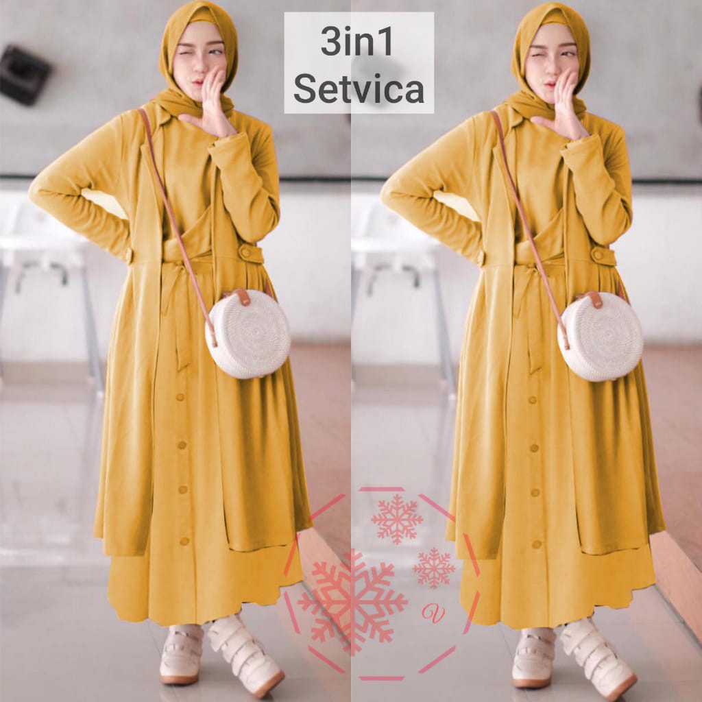 SETELAN 3in1 SETVICA / GAMIS FASHION WANITA / SET PESTA / CASUAL