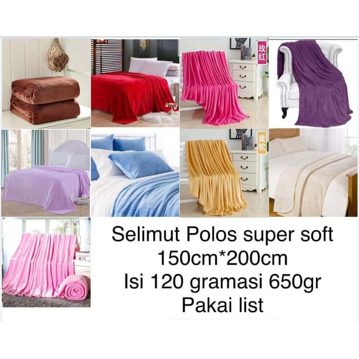 PROMO MURAH Selimut Bulu Tebal Halus Polos Hotel Ukuran 150x200 Dewasa Karakter BAGUS