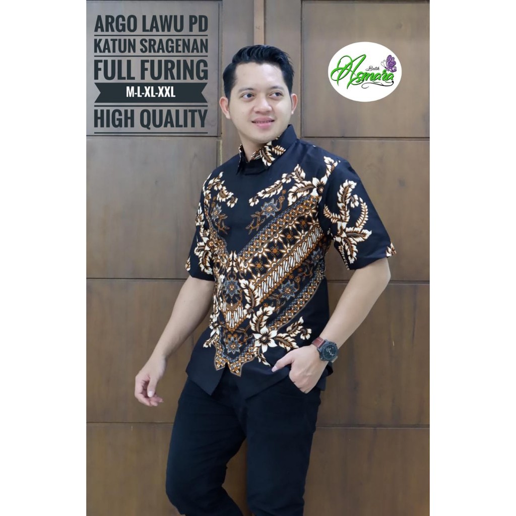 ARGO LAWU PENDEK Kemeja Batik Pria Full Furing Bahan Katun Primisima