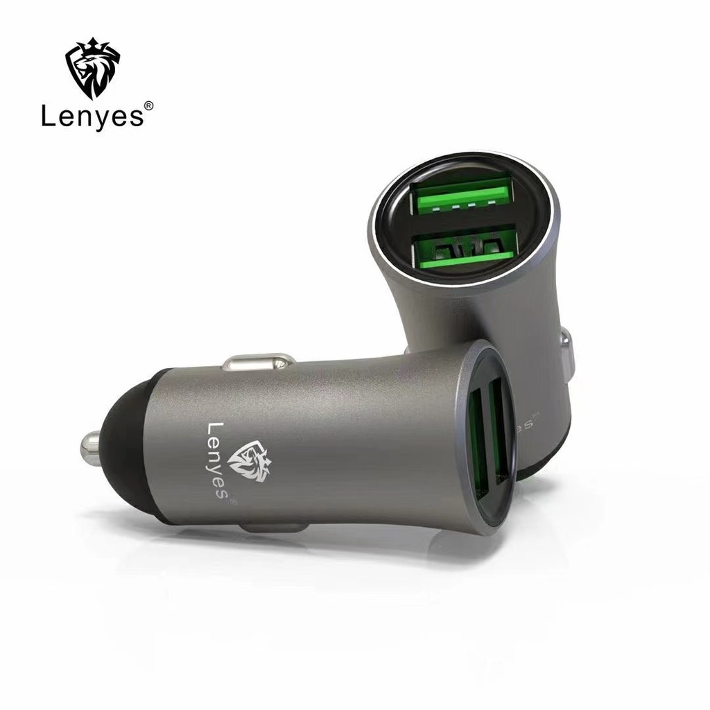 LENYES CA856 2.4a 2 USB Car Charger HP adaptor Mobil casan handphone original