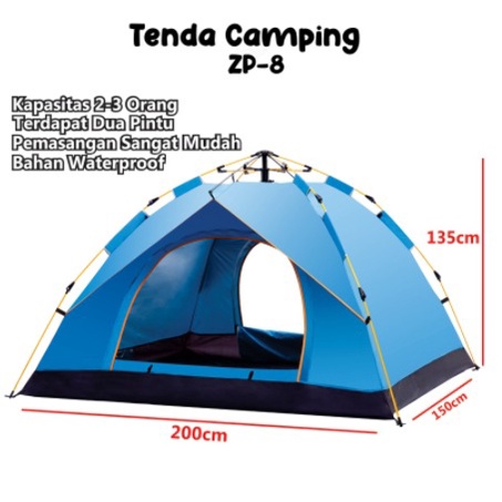 Tenda Camping Kapasitas 1-4 orang Tenda Gunung  ZP-8 Tenda Kemping Outdoor Indoor