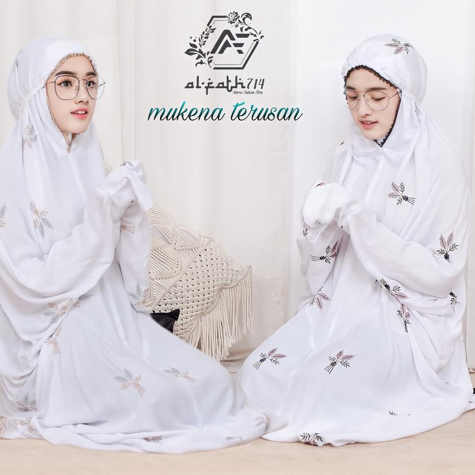 Terpercaya Mukena Terusan Dewasa Putih Mukenah Lajuran Bordir Mukena Langsungan Jumbo terbaru 2021