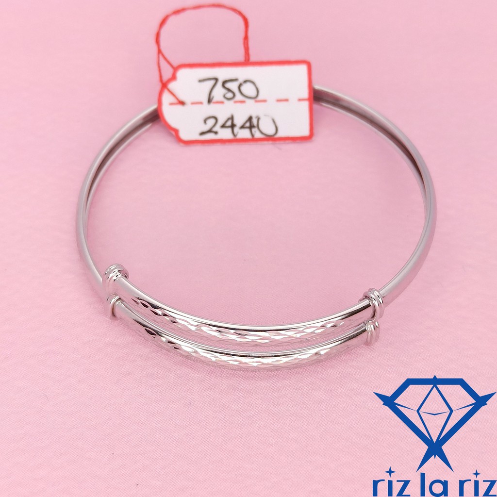 RLRGold Gelang Anak Model Ongsrot Cukit Emas Putih ASLI KADAR 750 GK750244040 10A