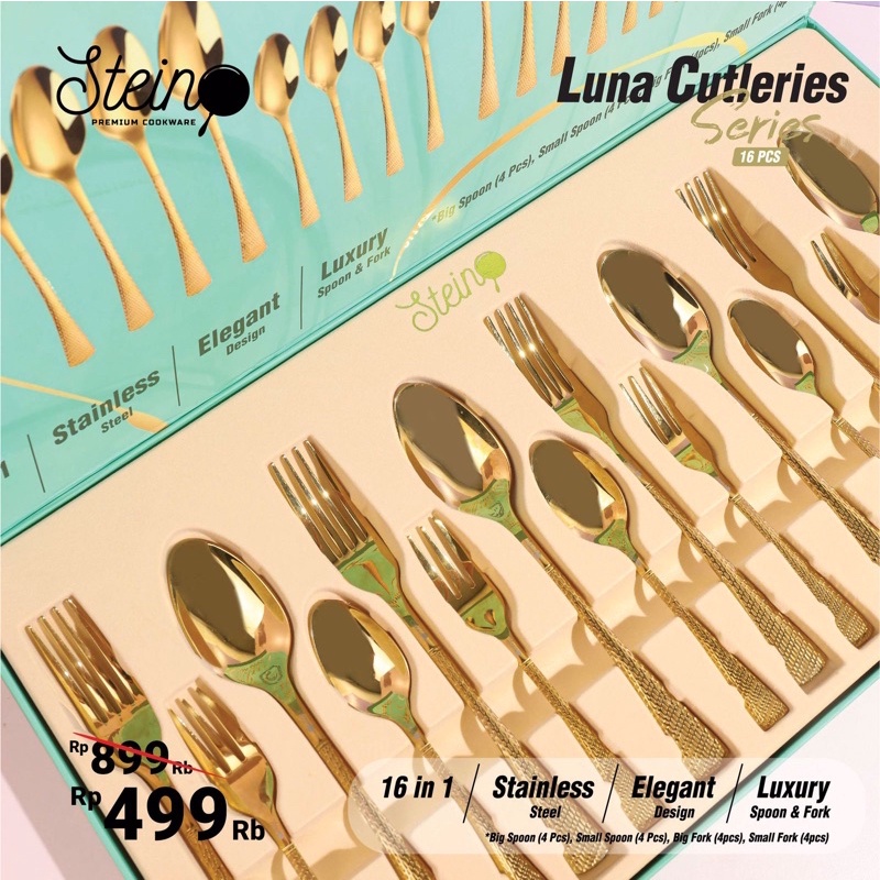 Stein Luna Cutleries Series 16in1 Stainless Steel/Stein sendok set/Stein