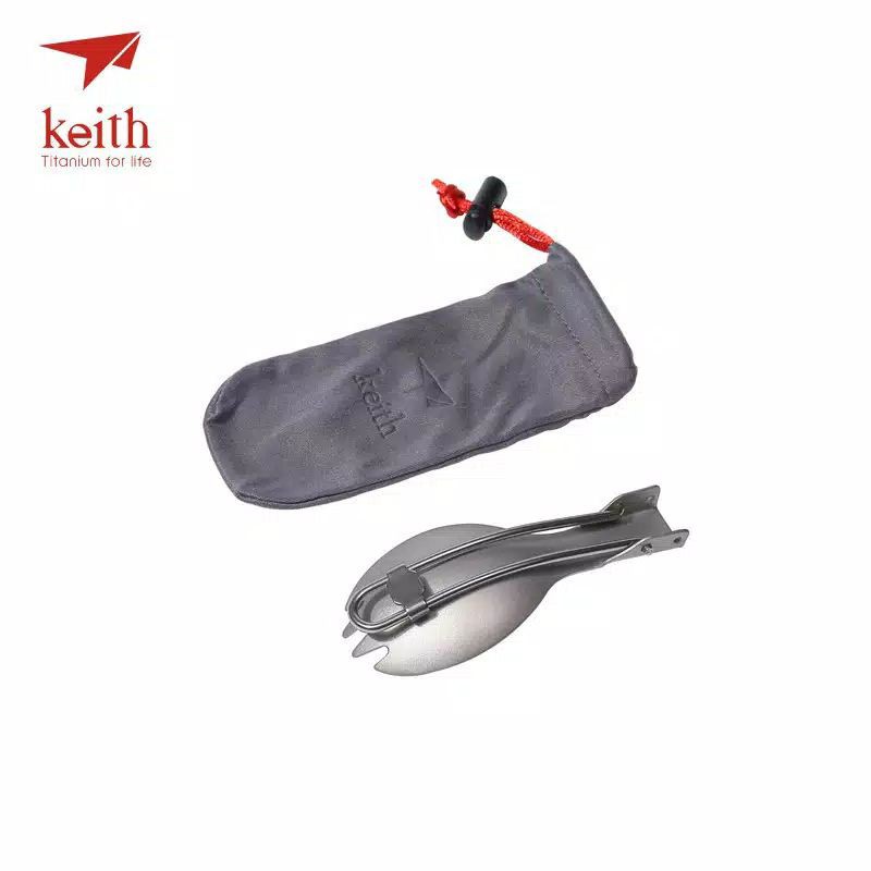 Keith titanium Ti5301 folding spork sendok bergerigi spoon Ultralight camping