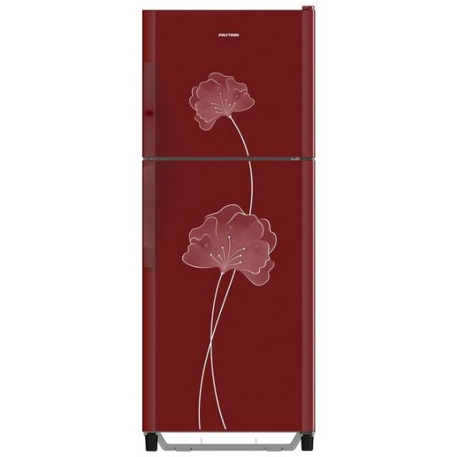 POLYTRON PRM-21BNR KULKAS 2 PINTU 210 LITER 21 BNR TEMPERED GLASS MERAH KEMBANG GARANSI RESMI 21BNR