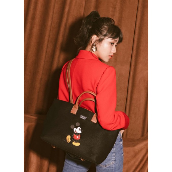 [READY] Gracegift Mickey mouse Canvas Tote bag - Black