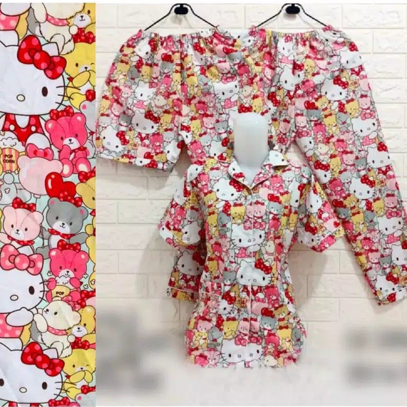 JNV Piyama Dewasa CP 3in1 Motif Karakter Kartun 01 - Baju Tidur 3in1 - Bahan Katun-HK Baby