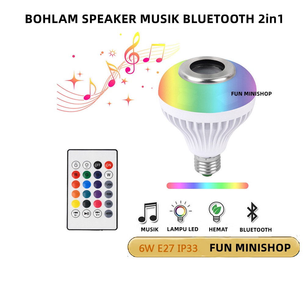 Bohlam Speaker Musik Bluetooth 2 in 1 - Lampu Speaker LED