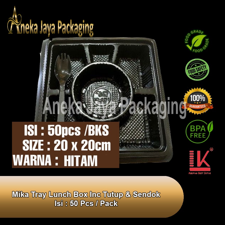 MIKA TUMPENG MINI KOTAK SEKAT 6 + TUTUP + SENDOK 2in1 50pcs MEDAN