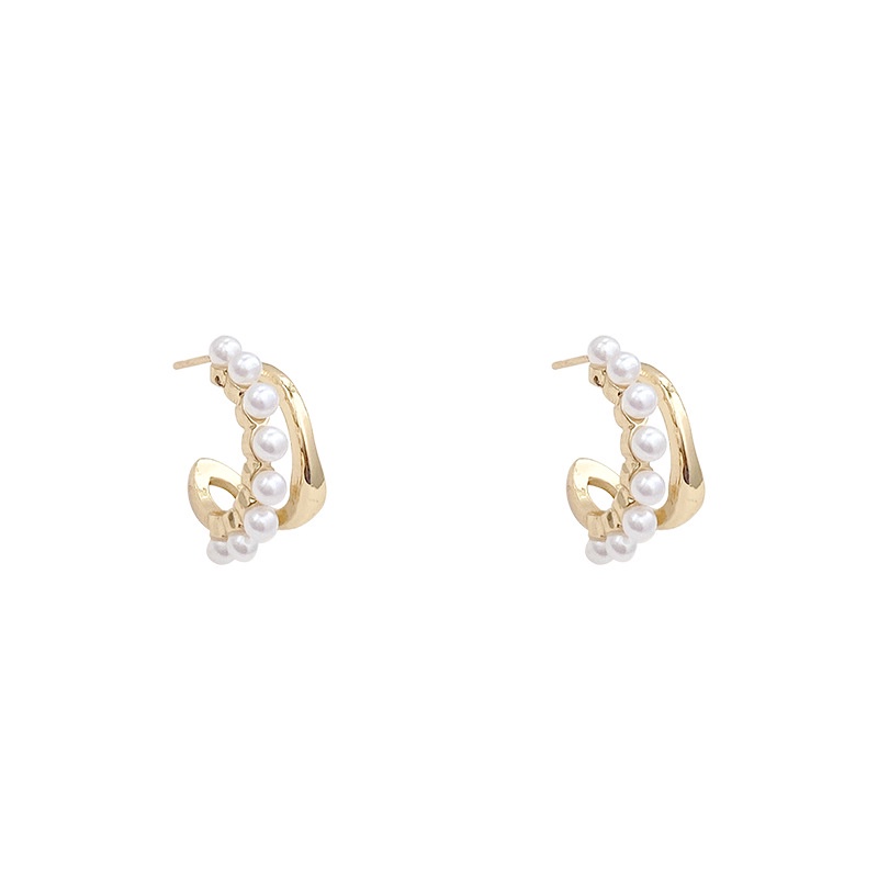 Anting Tusuk Asimetris Bahan Sterling silver 925 Aksen Mutiara Gaya Retro Untuk Wanita