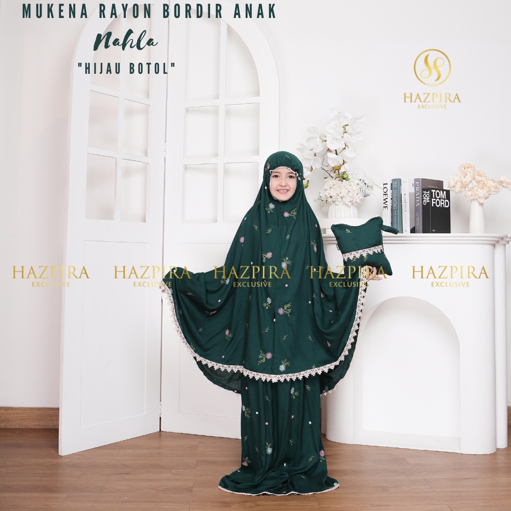 MUKENA ANAK PEREMPUAN BORDIR NAHLA SD TANGGUNG 5 - 15 TAHUN RAYON PREMIUM