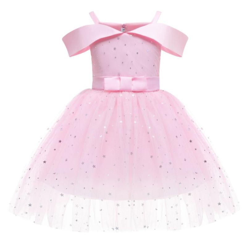 DRESS PESTA ANAK IMPORT MURAH  HALTER BROKAT TILE TUTU