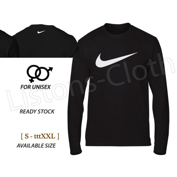 DI JUAL KAOS DISTRO NIKE LOGO HITAM LENGAN PANJANG TSHIRT BRANDED PRIA
