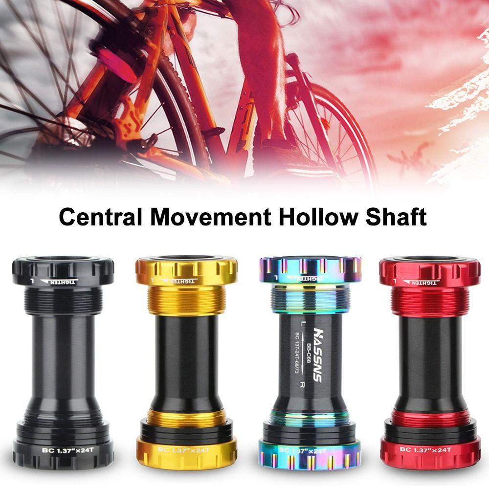 R-FLOWER Bracket Bawah Sepeda Olahraga Outdoor Sepeda Jalan Benang Motif Tengah Hollow Shaft