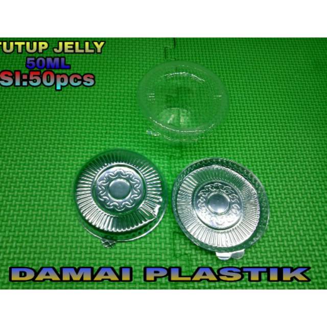 TUTUP GELAS PLASTIK DATAR BENING PUDING AGAR 55 ML 65 ML 50PCS