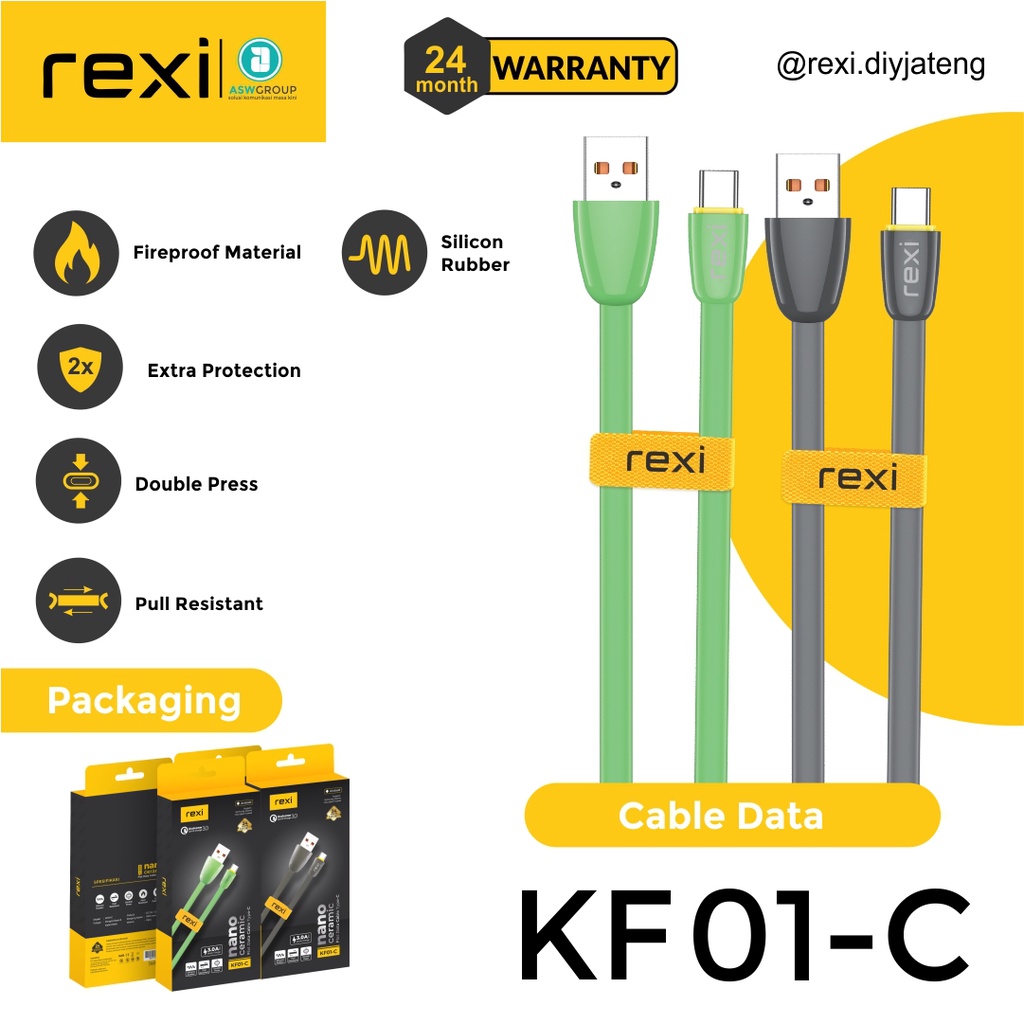 Kabel flat elastis tipe-c 3A fast charging KF01-C rexi