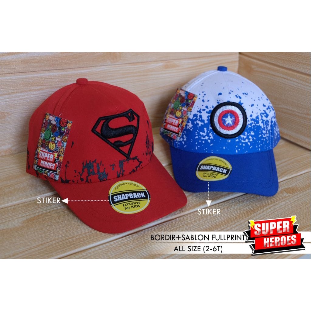 TOPI ANAK SUPERHERO BABY SPACE FULLPRINT DAN SPACEKIDS LOGO BORDIR SIZE 2-6 TAHUN-4