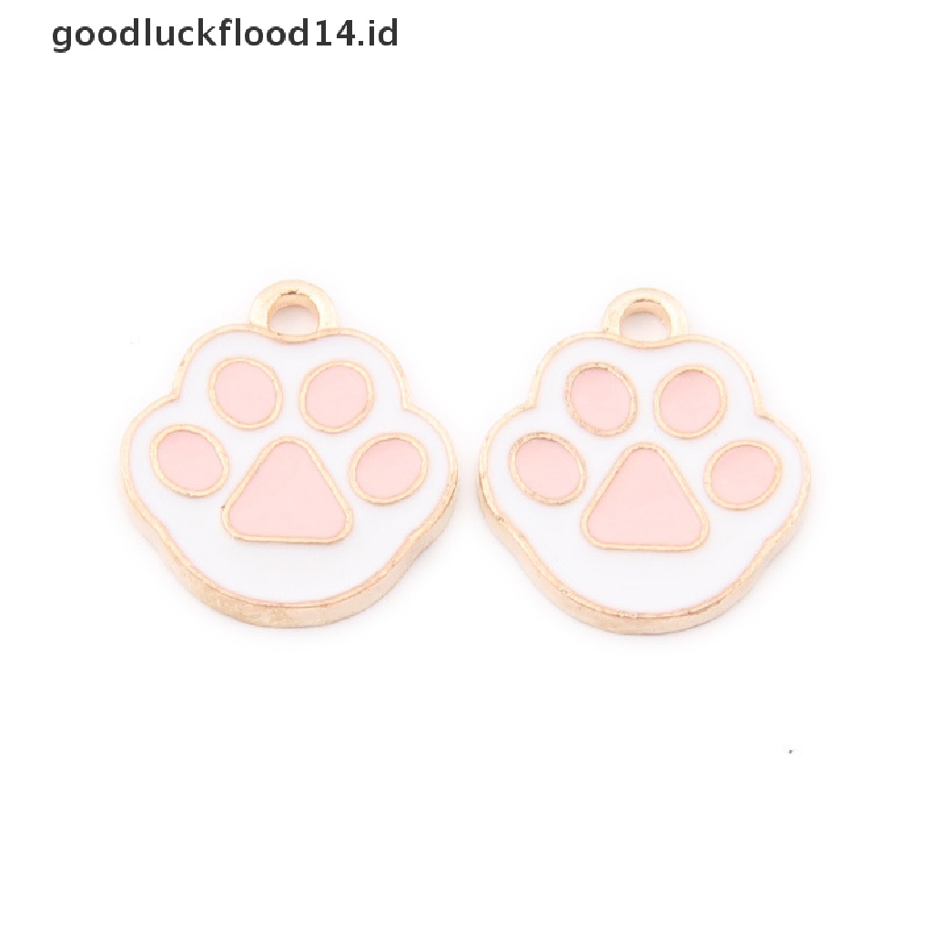 10pcs Liontin Enamel Charms Bentuk Cakar Warna Pink Bahan Zinc Alloy Untuk Perhiasan DIY