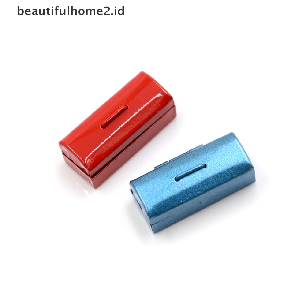 (beautifulhome2.id) Mainan Miniatur Kotak Perkakas Metal Warna Merah / Biru Skala 1: 12 Untuk Rumah Boneka