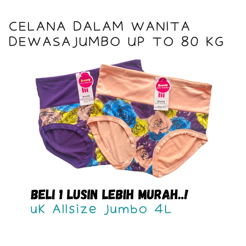 1 Lusin CD Celana Dalam Wanita Dewasa Jumbo 3L 4L Murah Undies Underwear Kancut Wanita Bigsize