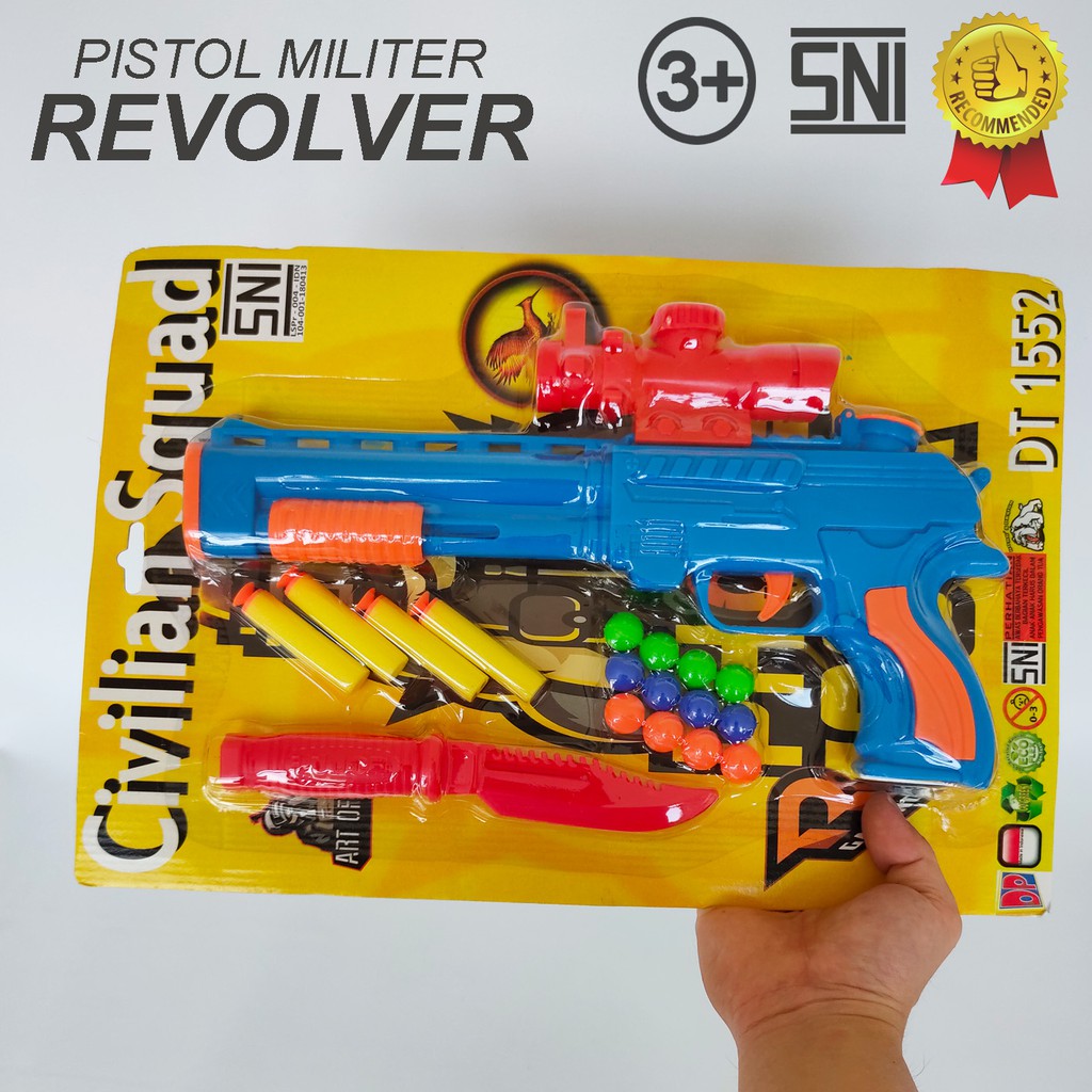 Mainan Civilian Squad Militer Revolver Gun (Mirip Nerf Gun)
