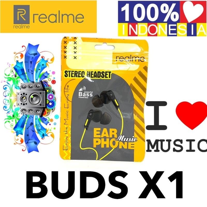 Headset REALME BUDS X1 Bass Handsfree REALME X1 Bass Earphone REALME BUDS X1 Bass