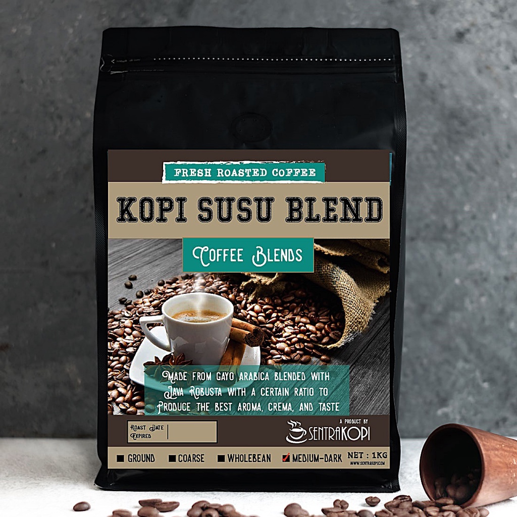 

Kopi Susu Blend 1 KG - Bubuk / Biji - Sentra Kopi Blends 1Kg