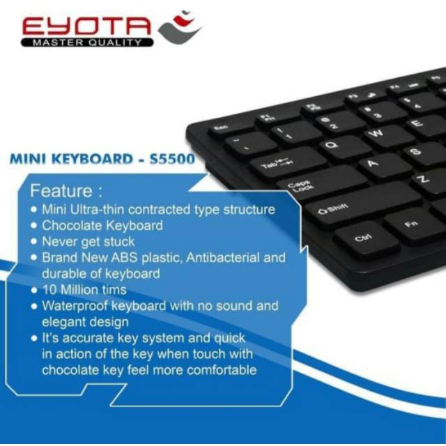 Keyboard mini eyota office wired usb membrane tkl S5500 S-5500
