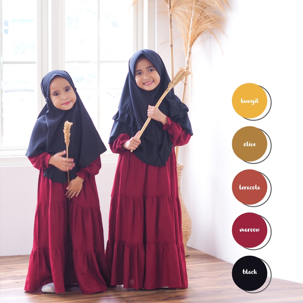 Gamis anak polos Homey Dress Polos Kids Termurah - Bahan Katun Rayon Premium