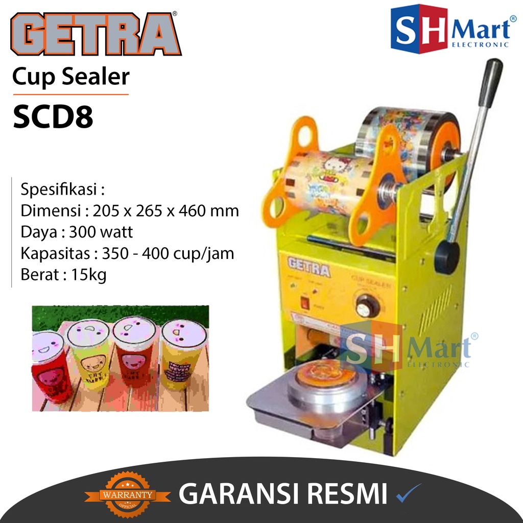 CUP SEALER GETRA SC-D8 / MESIN PENYEGEL GELAS PLASTIK SCD8 (MEDAN)