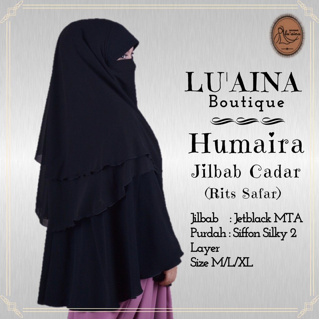 HUMAIRA Cadar Niqab (siffon Arab)cadar Resleting Jilbab Rits Syar'i butik branded premium original